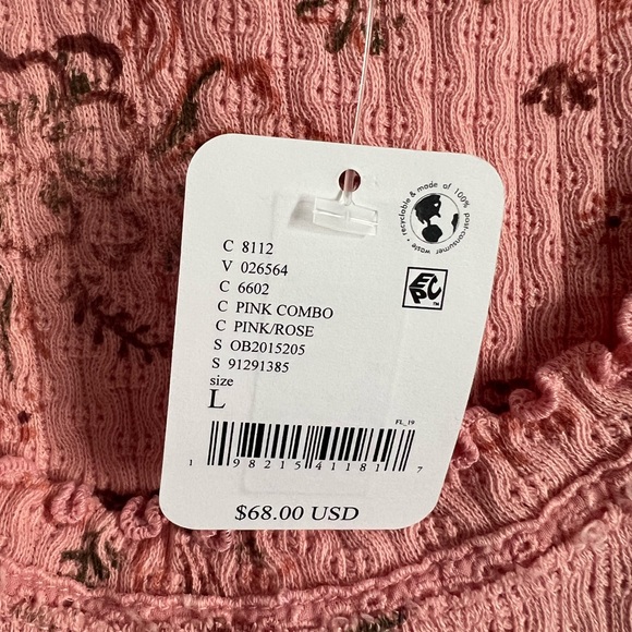 🌻🆕FREE PEOPLE We The Free Clover Printed Thermal-Pink Combo-SIZE Large - Picture 14 of 14